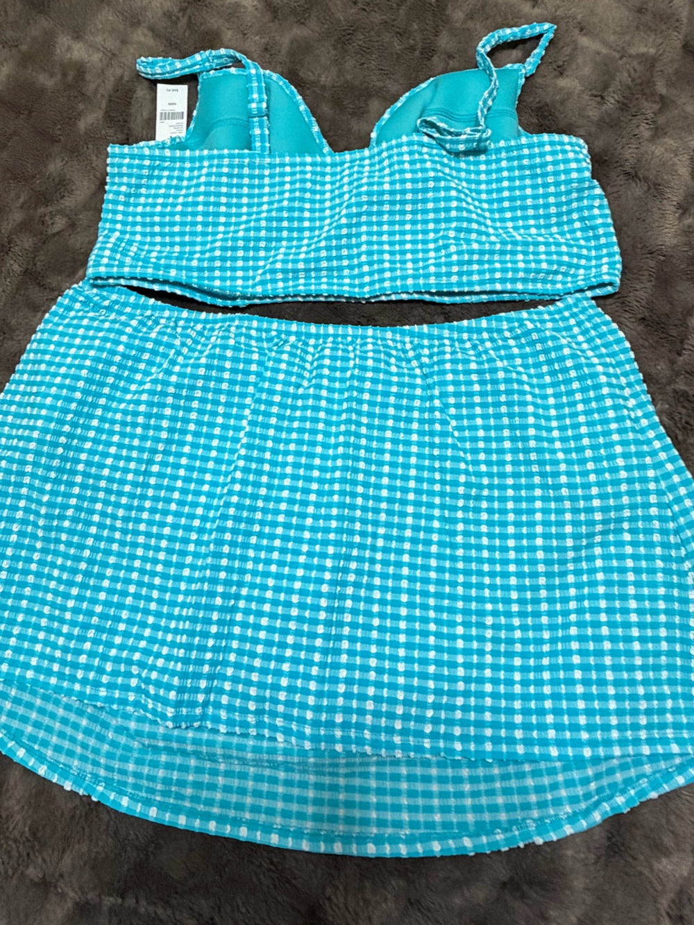 Lane Bryant Gingham Blue 2 piece swim - Picture 2 of 5